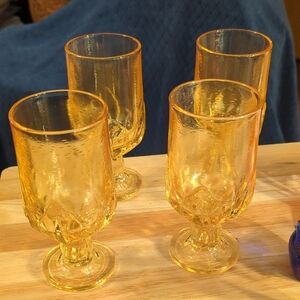 Franciscan Amber Yellow Textured Goblets - Set of 4